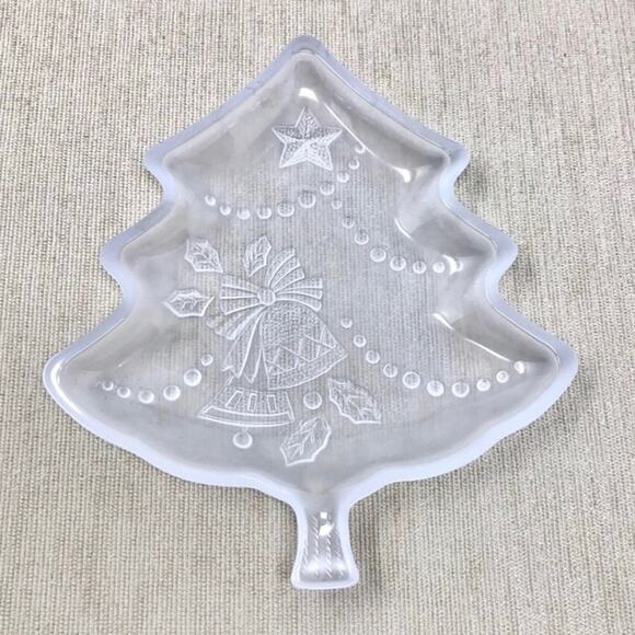 Christmas Bells & Frosted Glass Christmas Tree Candy Serving Dishes - Picture 2 of 3